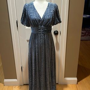 NWT BalticBorn floor length blue velvet polyester lined formal event dress large